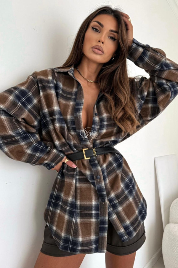 Koszula lanya w kratę z motywem czekoladowym