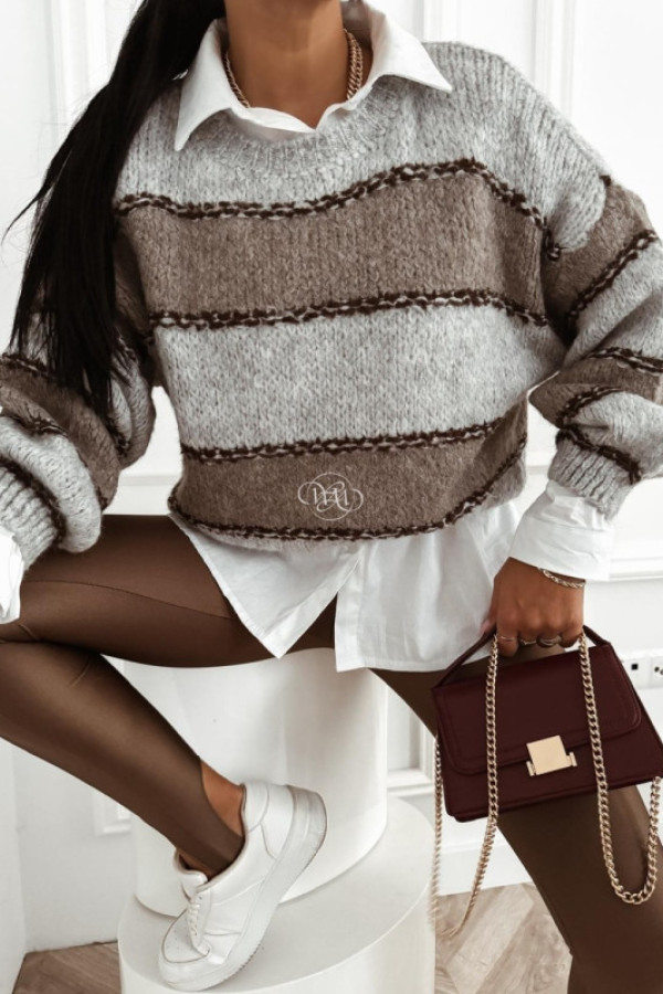 Sweter amsterdam w pasy szare