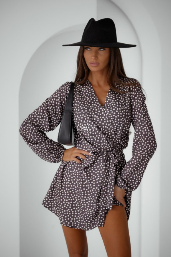 Sukienka almeria czekoladowa w groszki