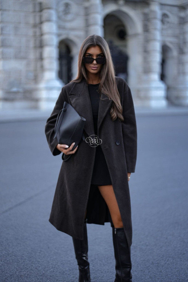 Płaszcz oversize sztruksowy czekoladowy