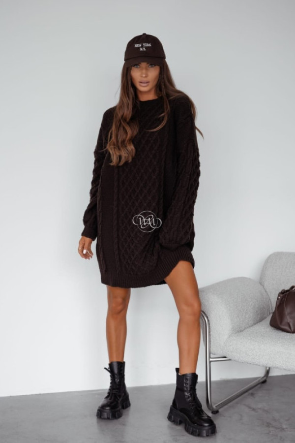 Sweter/sukienka luna ciemna czekolada