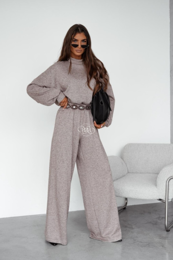 Komplet sweterkowy z golfem melanż