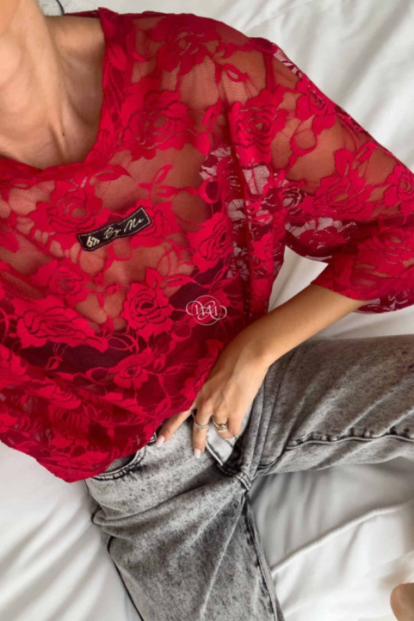 Bluzka marmaris ii koronka new - czerwona