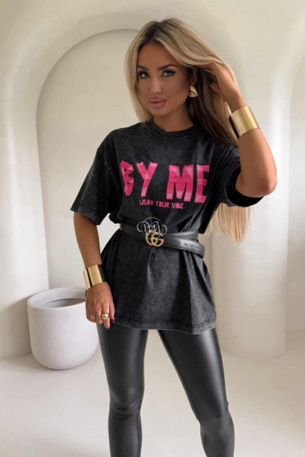 Dekatyzowany t-shirt balen - czarny