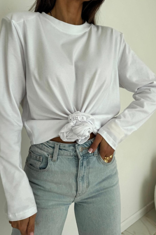 Bluzka bocca basic z gumką biała/ecru