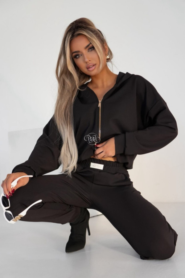 Komplet aspen z dzianiny sportowej czarny