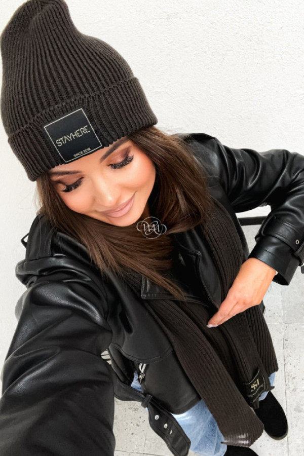 Czapka stayhere ciemna czekolada