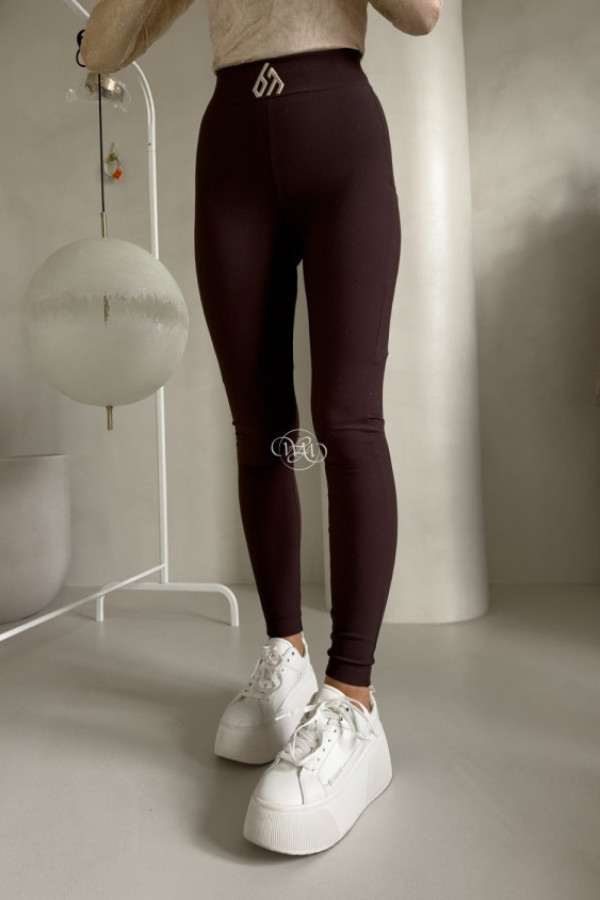 Legginsy fit logo - czekoladowe