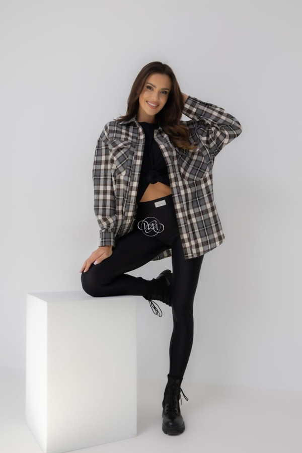Koszula oversize lena kratka szara