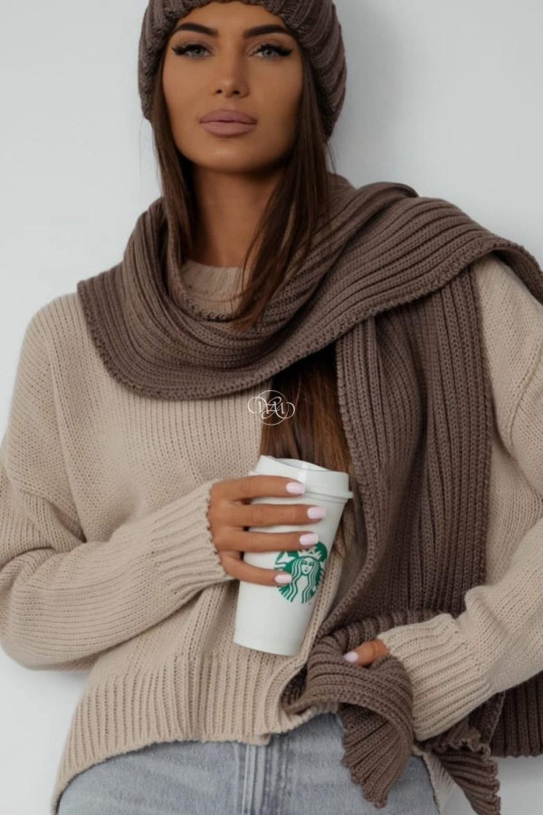 Komplet bocca czapka + szalik czekolada