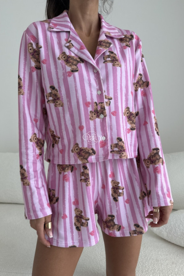 Piżamka teddy róż