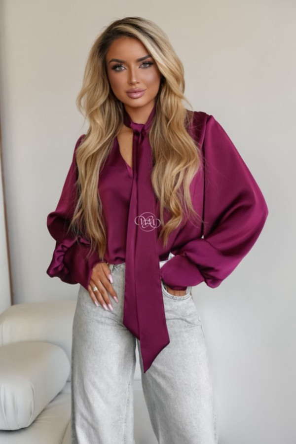 Koszula z szarfą jagoda