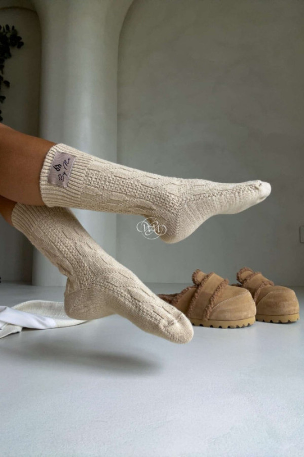 Skarpety wool – beżowe