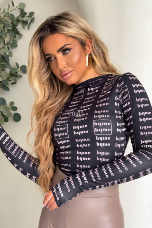 Bluzka skin miu – czarno-beżowa