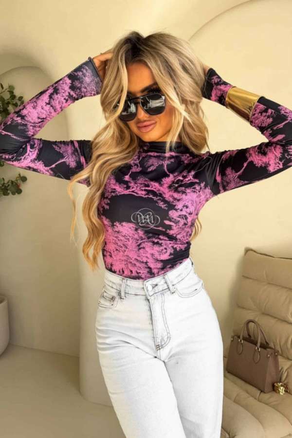 Bluzka skin print dior – mocny róż