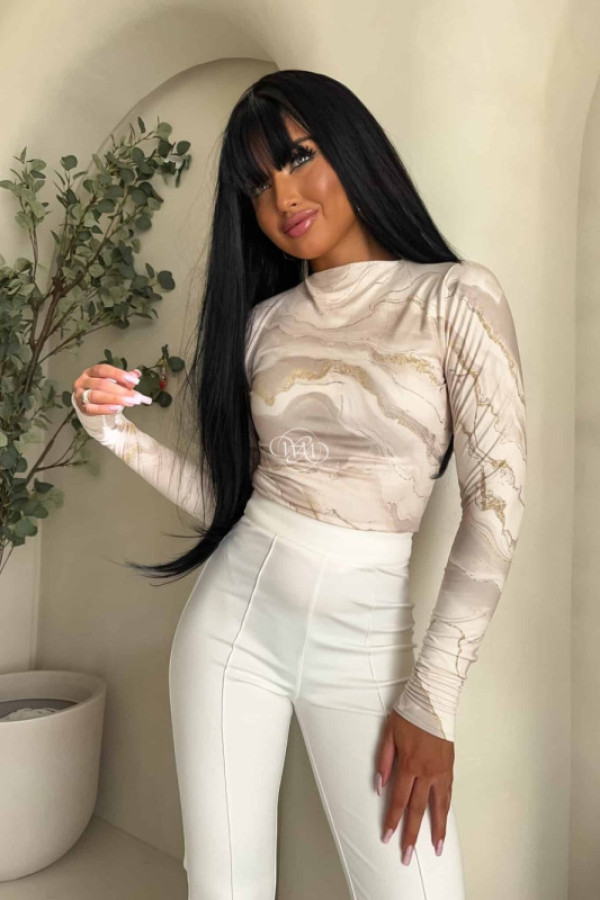 Bluzka skin marmurek – ecru