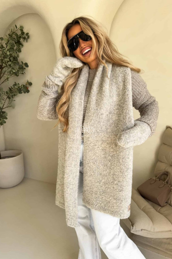 Komplet frost szal + rękawiczki – beżowy