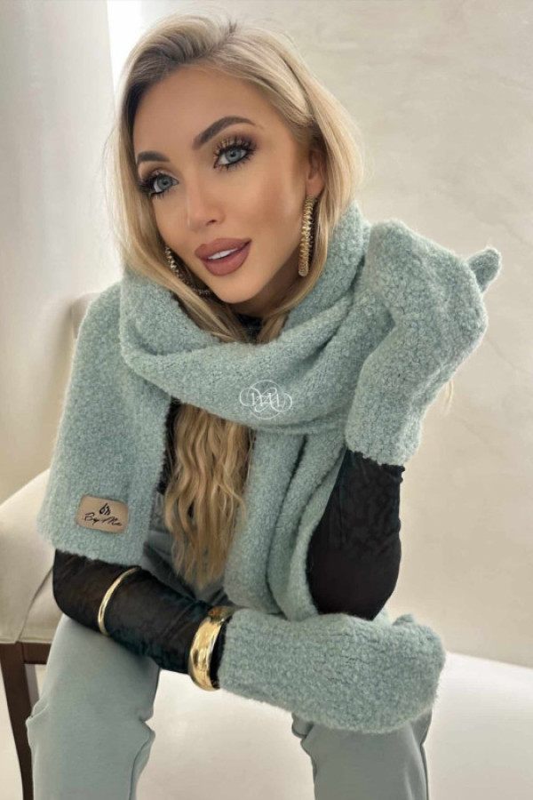 Komplet frost szal + rękawiczki – szałwiowy