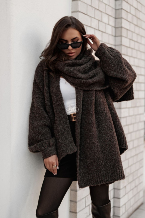 Sweter/kardigan w komplecie z szalem dark