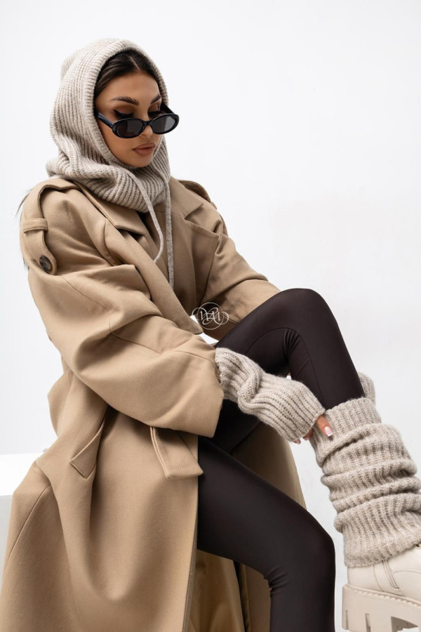 Komplet zimowy kominiarka + rękawiczki+ ocieplacze cameron beżowy