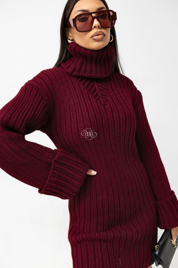 Sukienka dzianinowa sabina bordowa