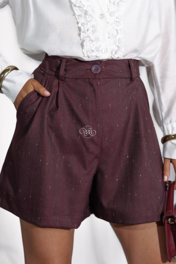 Szorty simple bordo + złota nitka