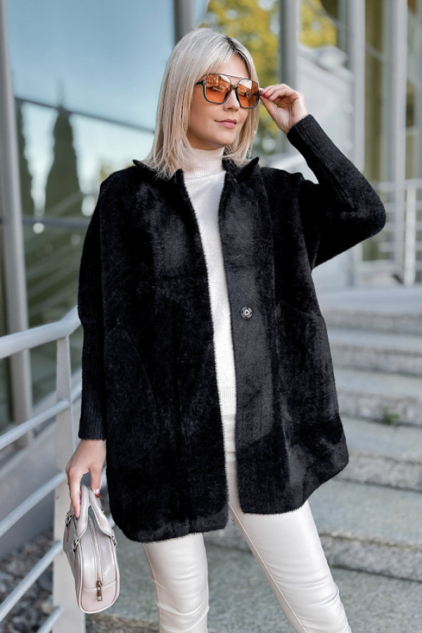 Płaszcz alpaka oreo czarny