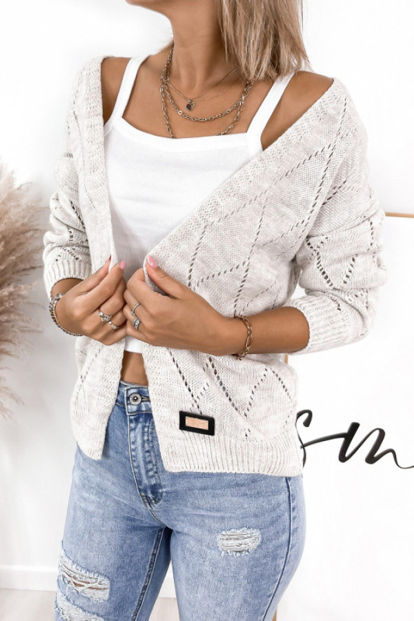 Kardigan afia beżowy