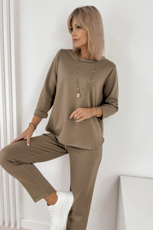 Komplet tryzo ciemnobeżowy