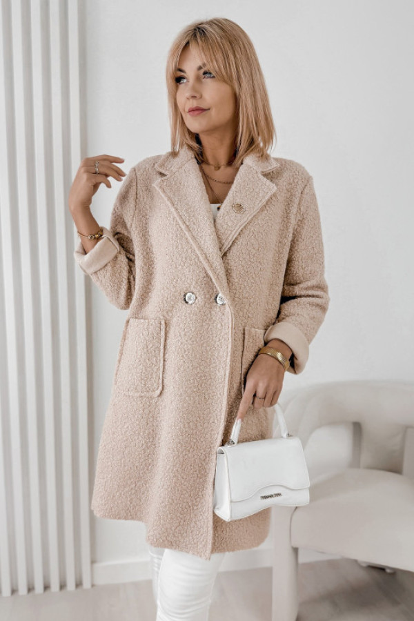 Płaszcz boucle melinda beżowy