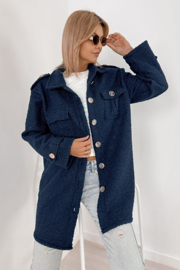 Płaszcz boucle elinna granatowy