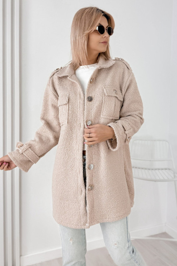 Płaszcz boucle elinna beżowy