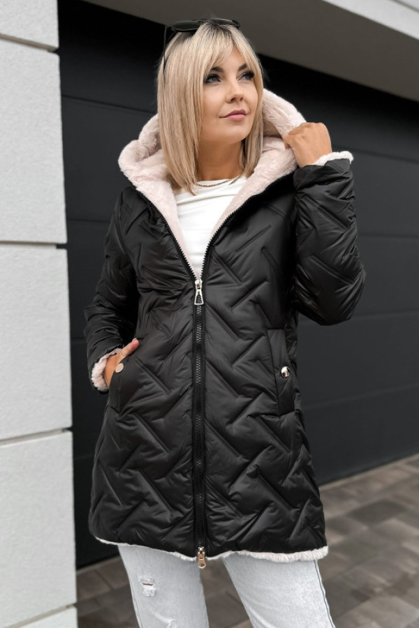 Kurtka reykja czarno-beżowa