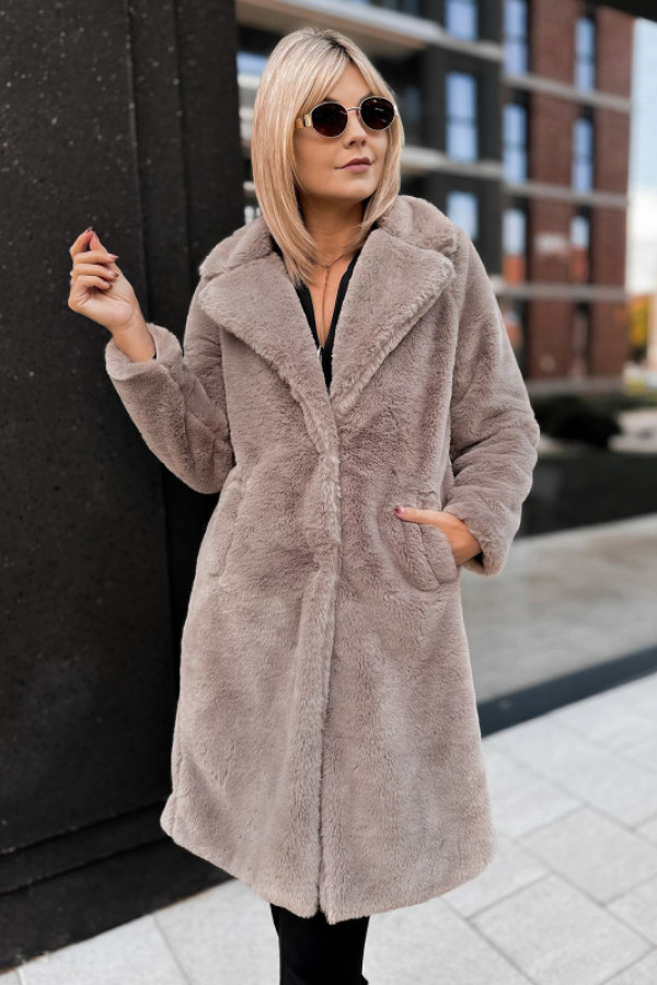 Płaszcz futerko sabella beżowy