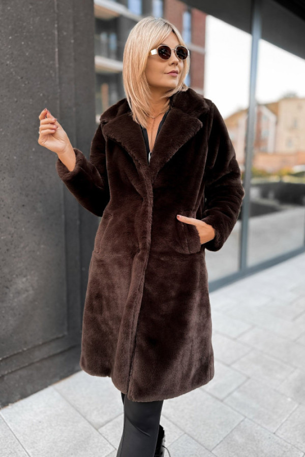 Płaszcz futerko sabella brązowy