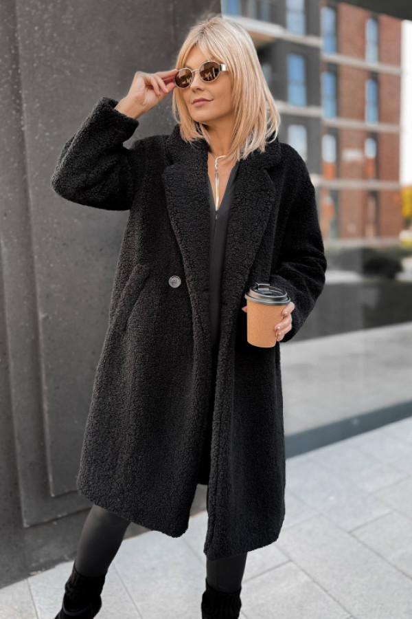 Płaszcz boucle shanter czarny