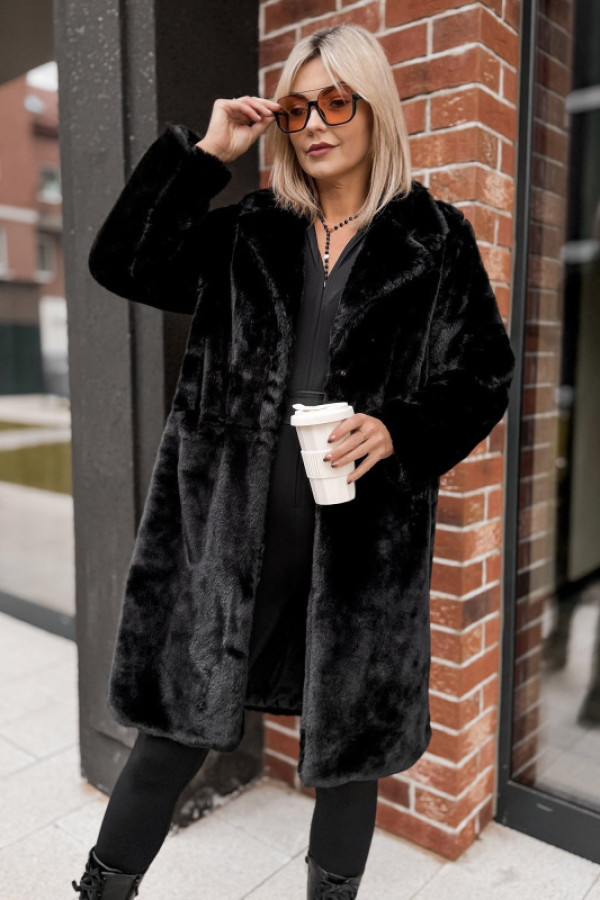 Płaszcz futerko corbet czarny