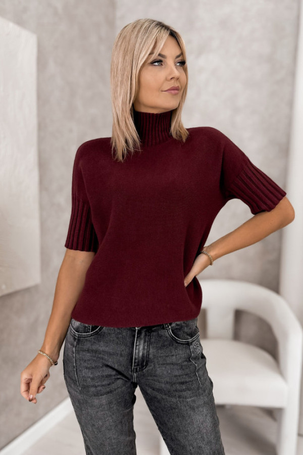 Sweter raffe bordowy