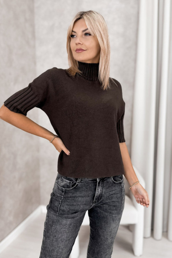 Sweter raffe brązowy