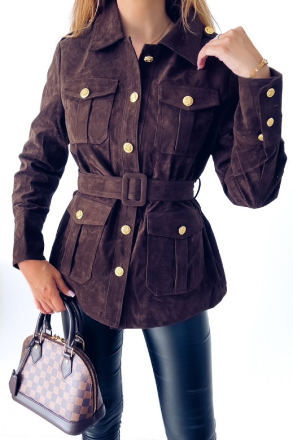 Kurtka lorenz złote guziki chocolate