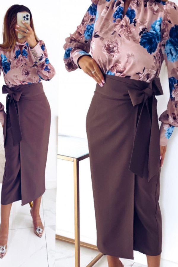 Spódnica daren z wiązaniem brown