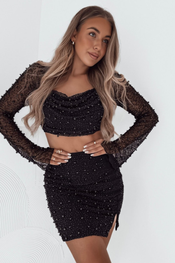 Komplet wendy z perelkami black