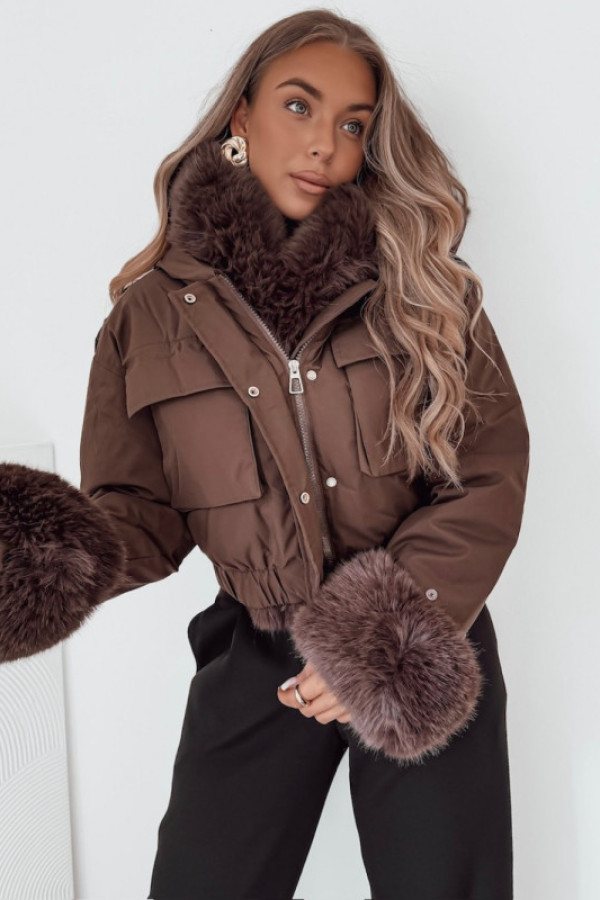 Kurtka kendra z futerkiem brown
