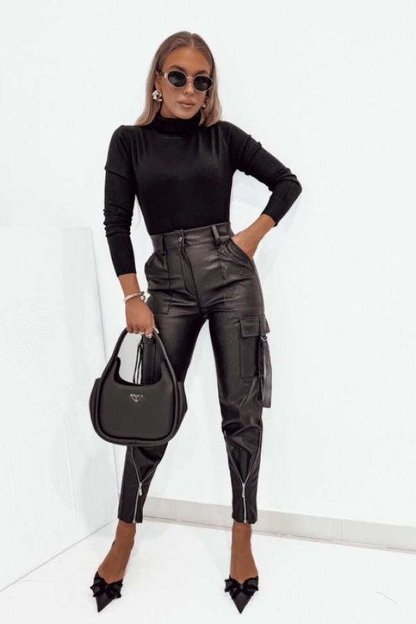 Spodnie conny ekoskóra z kieszeniami black