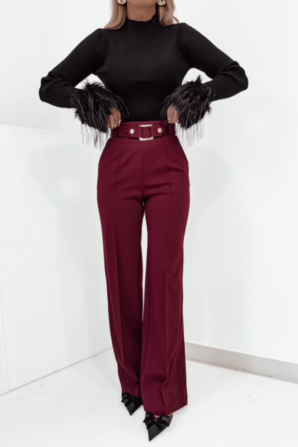 Spodnie luna złota klamra bordo