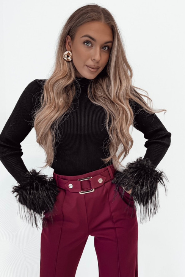 Sweter sevilla z futerkiem black