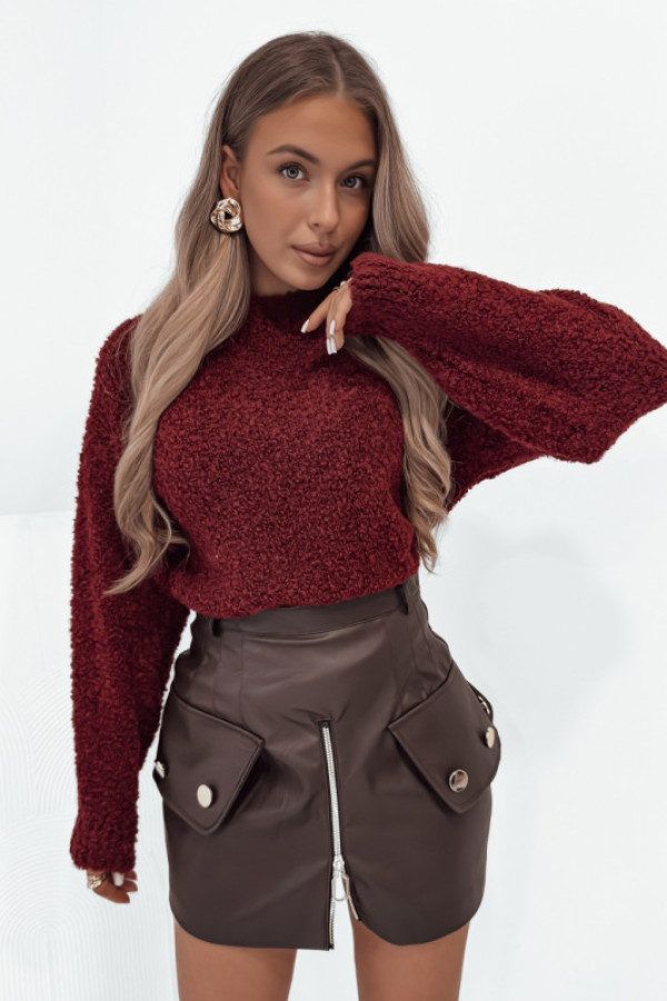 Sweter ricky z bukli bordo