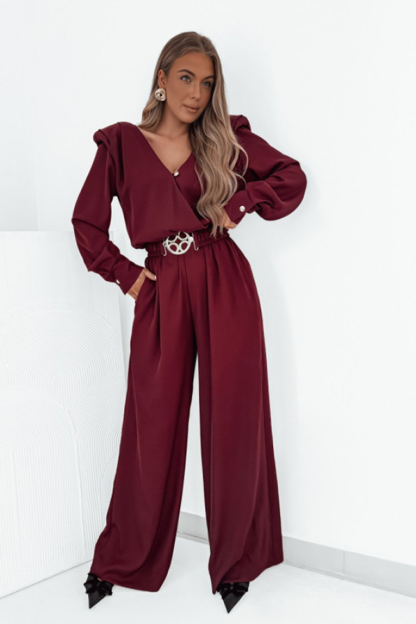 Kombinezon elisabeth z paskiem ze złota klamra bordo