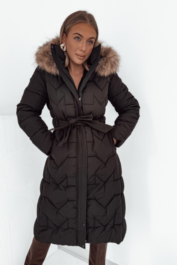 Kurtka perla z wiązaniem w talii