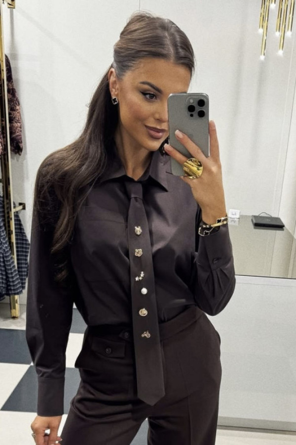 Koszula lucia z krawatem brown